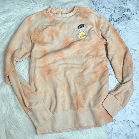 Nike Men’s Cut Orange Tie Dye Good Vibes Crew Sweatshirt Size S - Picture 1 of 7